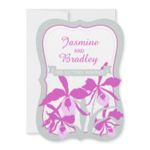 Grafische orchidee paarse groen grijs bruiloft uit