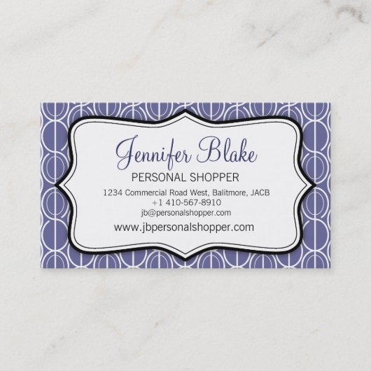 Grafische ovalen paars zwart-wit visitekaartje (Voorkant)