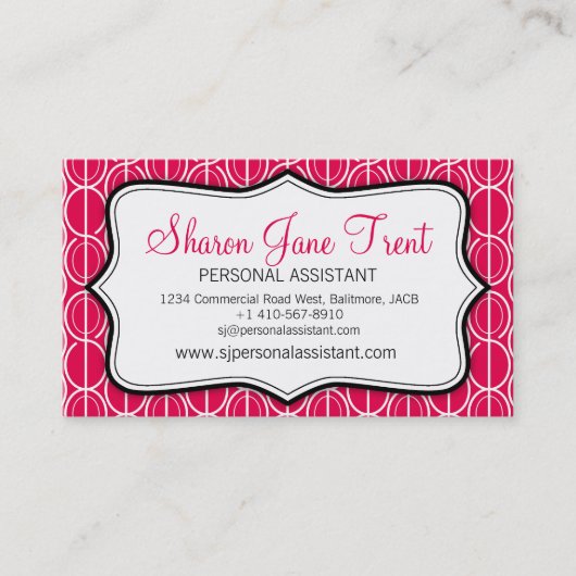 Grafische ovalen rood, zwart & wit visitekaartje (Voorkant)