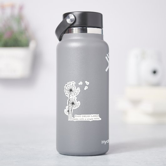 Grafische Paardenbloem Wens Sticker (HydroFlask)