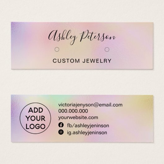 Grafische paardschoeisel met holografische koele b mini visitekaartjes (Voorkant /achterkant)