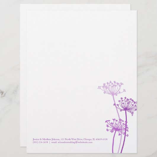 Grafische paarse koeien voor bloemen, peterselie p gepersonaliseerd briefhoofd (Voorkant / Achterkant)