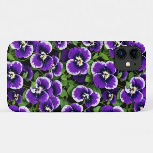 Grafische Paarse Pansies Telefoon Case (Achterkant (horizontaal))