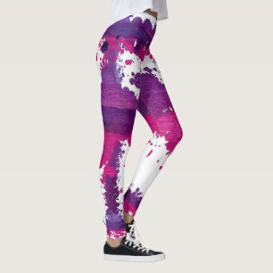 Grafische Paarse roze artistieke verfspatten Leggings