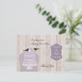 Grafische paarse vogelkooi, liefdesvogels Dank je Briefkaart (Staand voorkant)