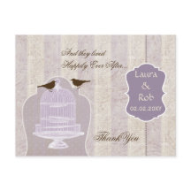 Grafische paarse vogelkooi, liefdesvogels Dank je