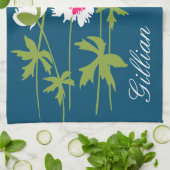 Grafische papavers bloemen in wit roze blauw theedoek (Gevouwen)