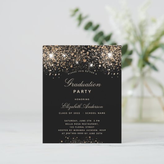 Grafische partij zwarte goudglitter (Staand voorkant)