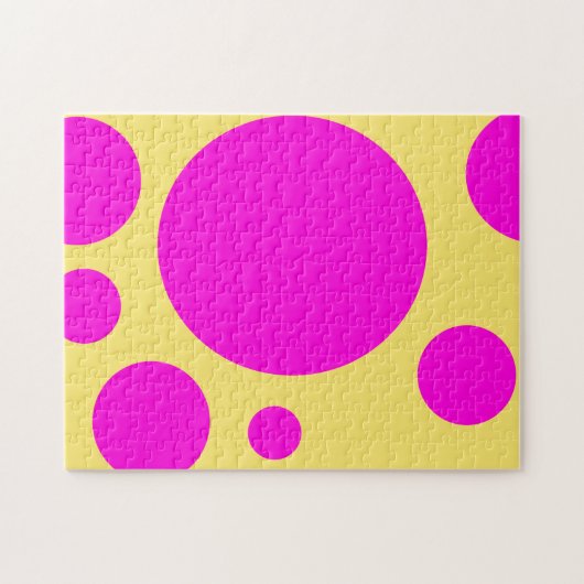GRAFISCHE PATROON PINK POLKA DOT GEEL PUZZZLE LEGPUZZEL (Horizontaal)