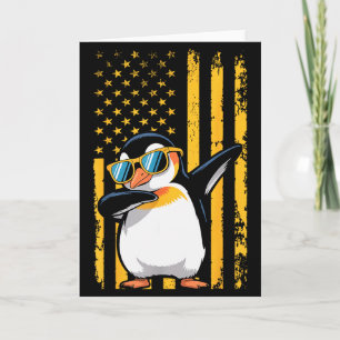 Grafische Pinguïn Retro Amerikaanse Vlag Grappige Kaart