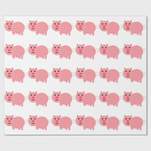 GRAFISCHE PINK PIG PATTERN CADEAUPAPIER