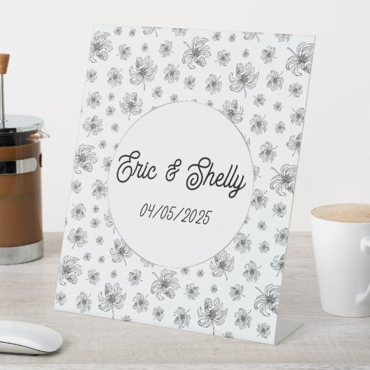 Grafische pioenen. reclamebord met voetstuk (Insitu)