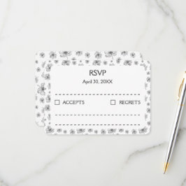 Grafische pioenrozen. RSVP kaartje