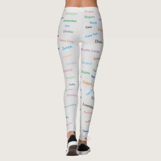 Grafische plaats van de Wereld op lichtgrijs Leggings (Achterkant)