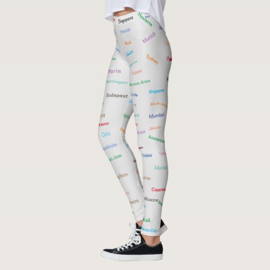 Grafische plaats van de Wereld op lichtgrijs Leggings (Links)