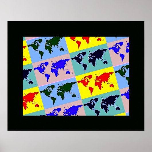 grafische pop - wereldkaart poster (Voorkant)