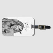 Grafische potlood voor paardenkunst, zwart-wit bagagelabel (Voorkant (horizontaal))