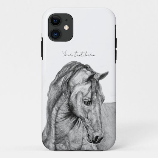 Grafische potlood voor paardenkunst, zwart-wit Case-Mate iPhone case (Achterkant)