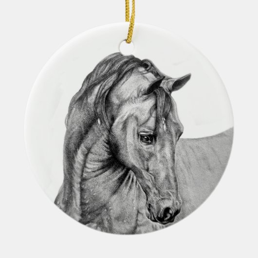 Grafische potlood voor paardenkunst, zwart-wit keramisch ornament (Voorkant)