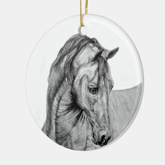 Grafische potlood voor paardenkunst, zwart-wit keramisch ornament (Links)