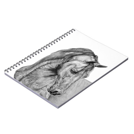 Grafische potlood voor paardenkunst, zwart-wit notitieboek (Linkerzijde)