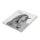 Grafische potlood voor paardenkunst, zwart-wit tegeltje (Zijkant)