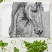 Grafische potlood voor paardenkunst, zwart-wit theedoek (Gevouwen)