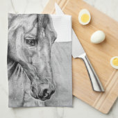 Grafische potlood voor paardenkunst, zwart-wit theedoek (Quarter Fold)