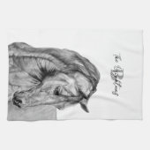 Grafische potlood voor paardenkunst, zwart-wit theedoek (Horizontaal)