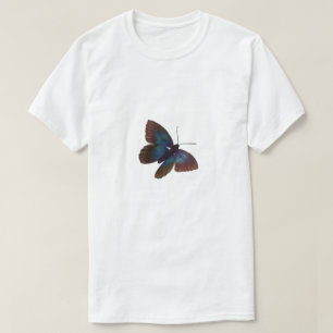 Grafische print van blauwe en zwarte vlinder t-shirt