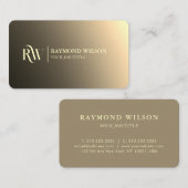 Grafische professionele gradiënt Faux Gold Monogra Visitekaartje (Voorkant / Achterkant)