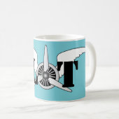 Grafische propeller met vliegtuigpilootthema koffiemok (Voorkant rechts)