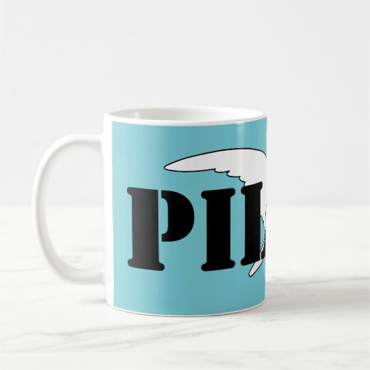 Grafische propeller met vliegtuigpilootthema koffiemok (Links)