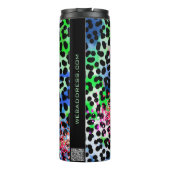 *~* Grafische QR Regenbooglitter Dierlijke luipaar Thermosbeker (Achterkant)