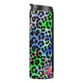*~* Grafische QR Regenbooglitter Dierlijke luipaar Thermosbeker (Geroteerd rechts)