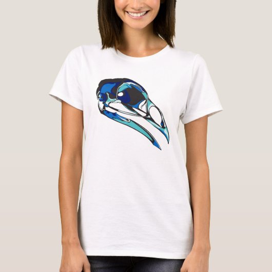 Grafische Raven Skull: koele kleuren T-shirt (Voorkant)
