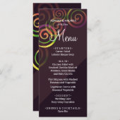 Grafische regenboogspiralen met diep Paars Menu (Voorkant / Achterkant)