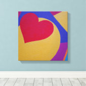 Grafische Rode Hart Canvasprint Canvas Afdruk (Insitu (Houten vloer))
