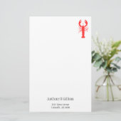 Grafische rode kreeft - gepersonaliseerd briefpapier (Staand voorkant)