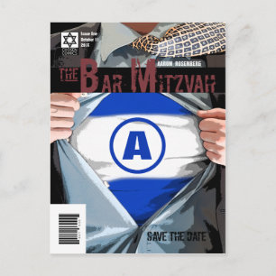 Grafische roman Bar Mitzvah Save the Date Briefkaa Aankondigingskaart