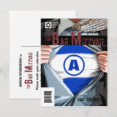 Grafische roman Bar Mitzvah Save the Date Briefkaa Aankondigingskaart (Voorkant / Achterkant)