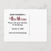 Grafische roman Bar Mitzvah Save the Date Briefkaa Aankondigingskaart (Achterkant)
