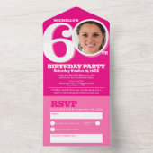 Grafische roze foto in 0 van 60e verjaardag all in one uitnodiging (Binnen)