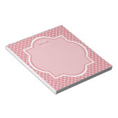 Grafische roze quatrefoliemonogram met naam notitieblok (Schuin)