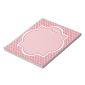 Grafische roze quatrefoliemonogram met naam notitieblok (Linkerzijde)