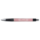 Grafische roze quatrefoliemonogram met naam pen (Voorkant)