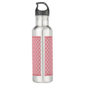 Grafische roze quatrefoliemonogram met naam waterfles  (Achterkant)