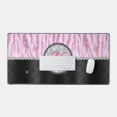 Grafische roze zwarte faux glitter monogram voor d bureaumat (Keyboard & Muis)