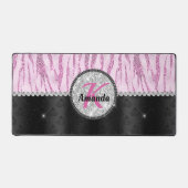 Grafische roze zwarte faux glitter monogram voor d bureaumat (Voorkant)