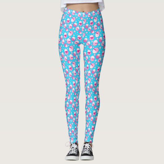 Grafische schattige roze leggings eitjes (Voorkant)